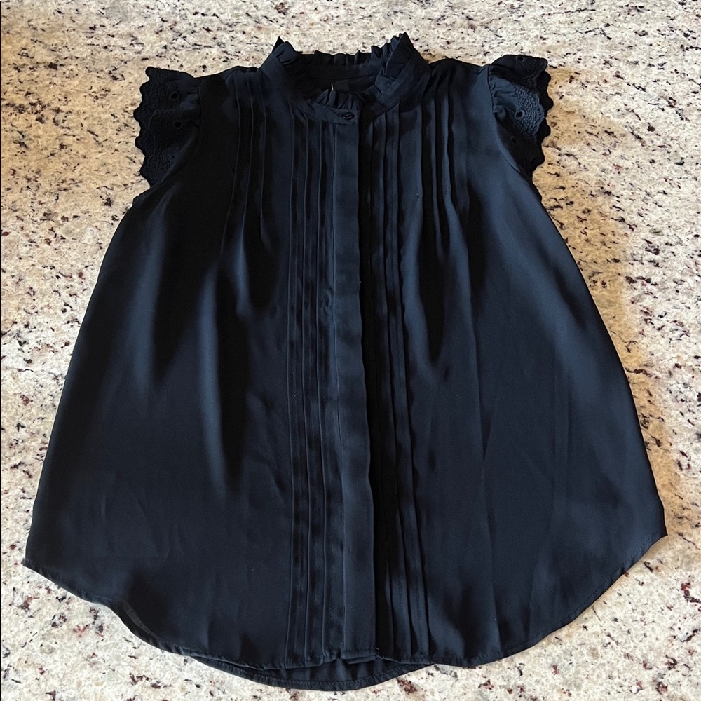 Ann Taylor Factory Black Ruffled Blouse
